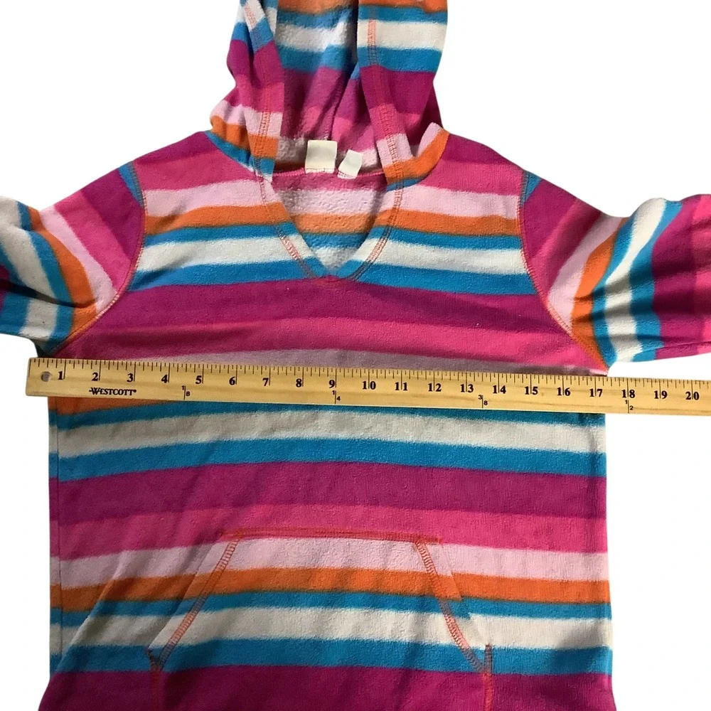 The Children's Place Fleece Hoodie Girls L 10/12 Pink Striped Y2K Preppy Core